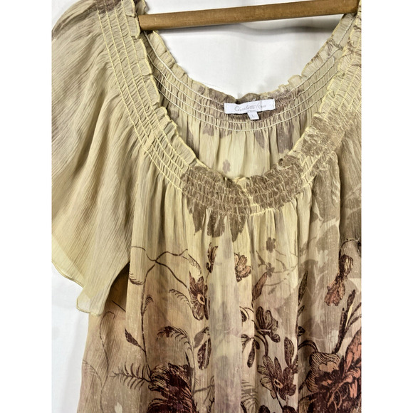 Charlotte Russe Y2K Top Peasant Smocking Sheer Fairycore Whimsigoth Size Large - Picture 5 of 15